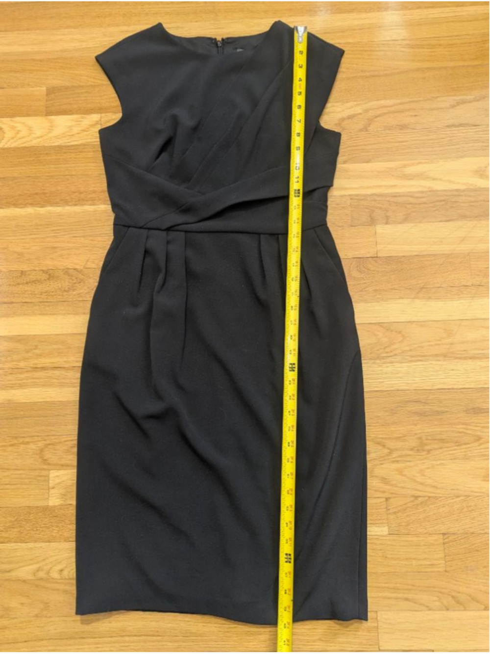 Adrianna Papell Pleat Side Swag Sheath Dress Black Size 8 - Picture 11 of 13